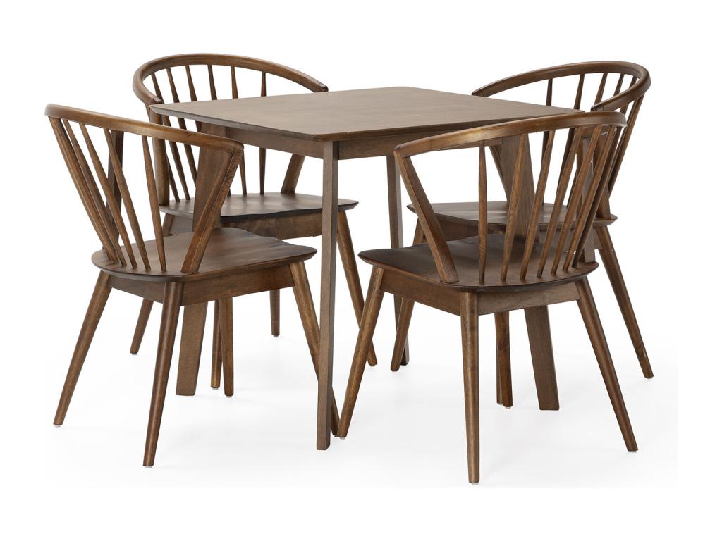 Mura Walnut Dining Table and 4 Chairs Set ZXYJ41192