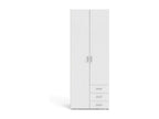 Zensova 2-Door Wardrobe, Bedroom Furniture, Walk-in Closet, Clothes Closet, 77x50 h200 cm, White, JVAH82791