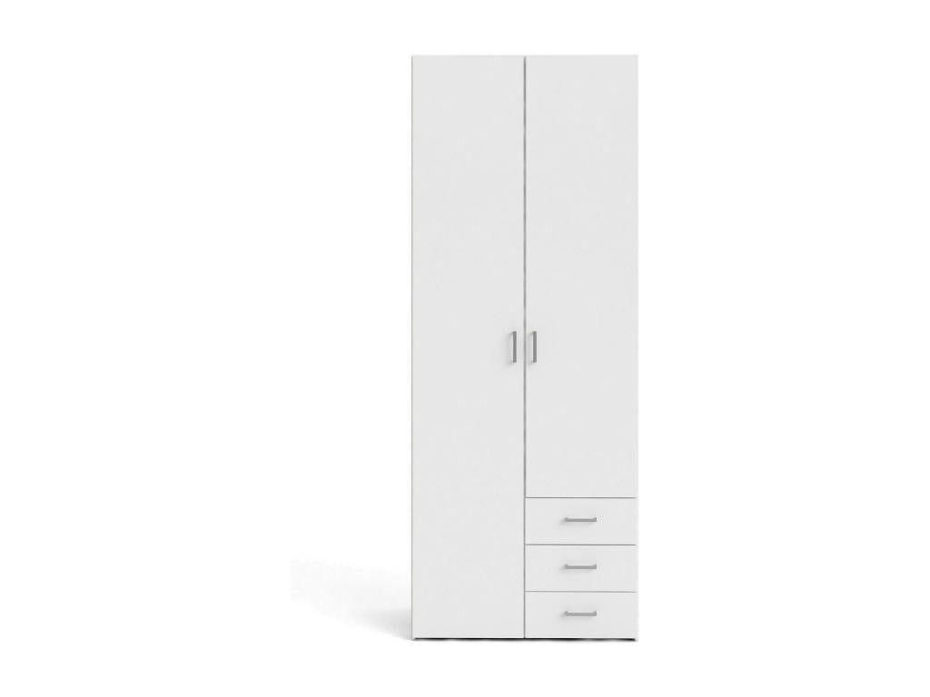Zensova 2-Door Wardrobe, Bedroom Furniture, Walk-in Closet, Clothes Closet, 77x50 h200 cm, White, JVAH82791