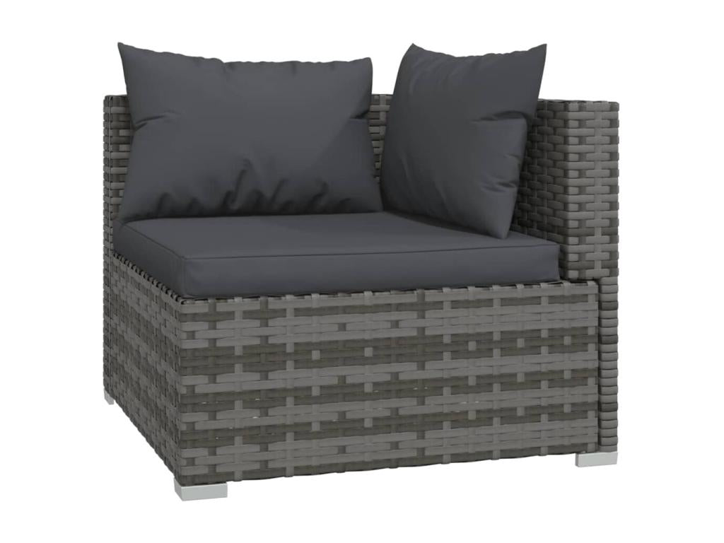 5-piece garden furniture set with cushions, woven resin, grey, GKAR84106