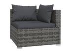 5-piece garden furniture set with cushions, woven resin, grey, GKAR84106