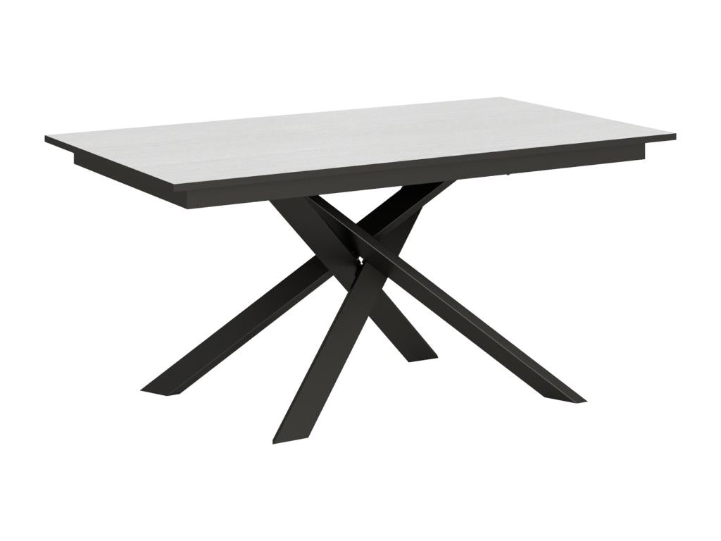 Ganty Extendable Table 90x160/220 cm White Ash with Anthracite Edge Band and Anthracite Frame JKTR85821