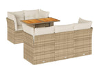 6-piece garden furniture set with cushions, beige woven resin DHMQ63445