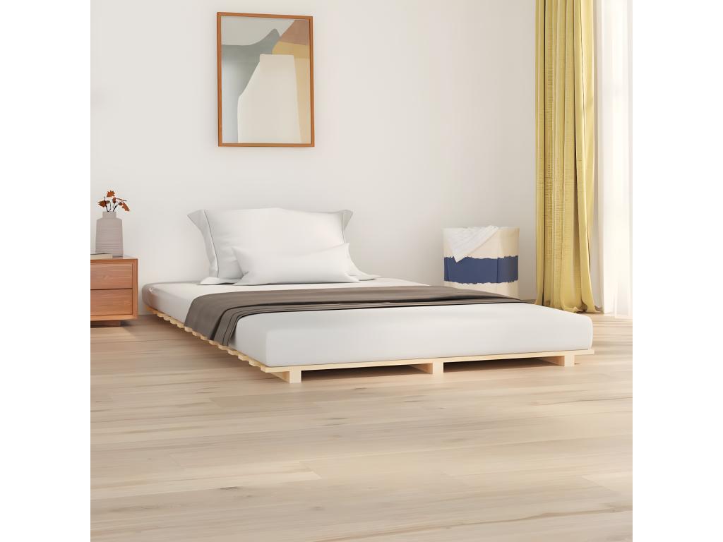 Bed frame without mattress 140x200 cm solid pine wood KIAF60714