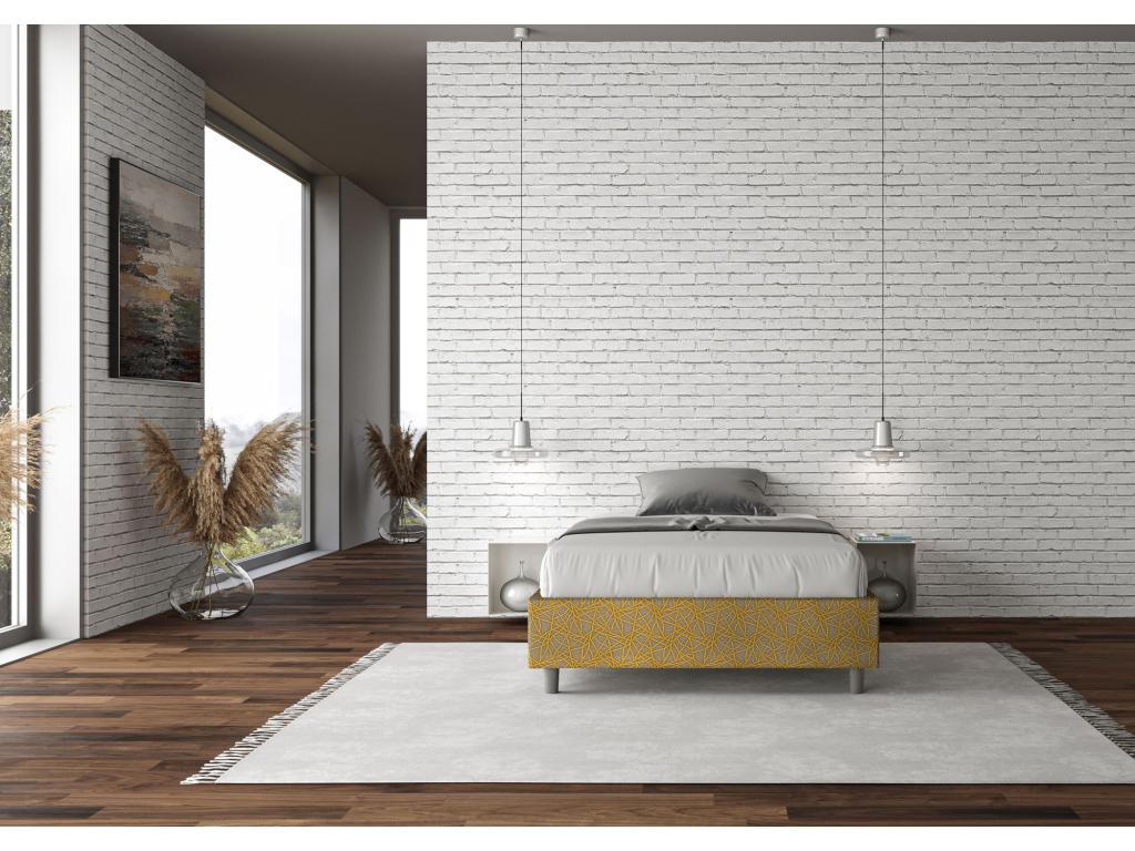 Single bed frame with storage, upholstered, 120x190 cm, Zensova 6, yellow, Zensova WUYG35645