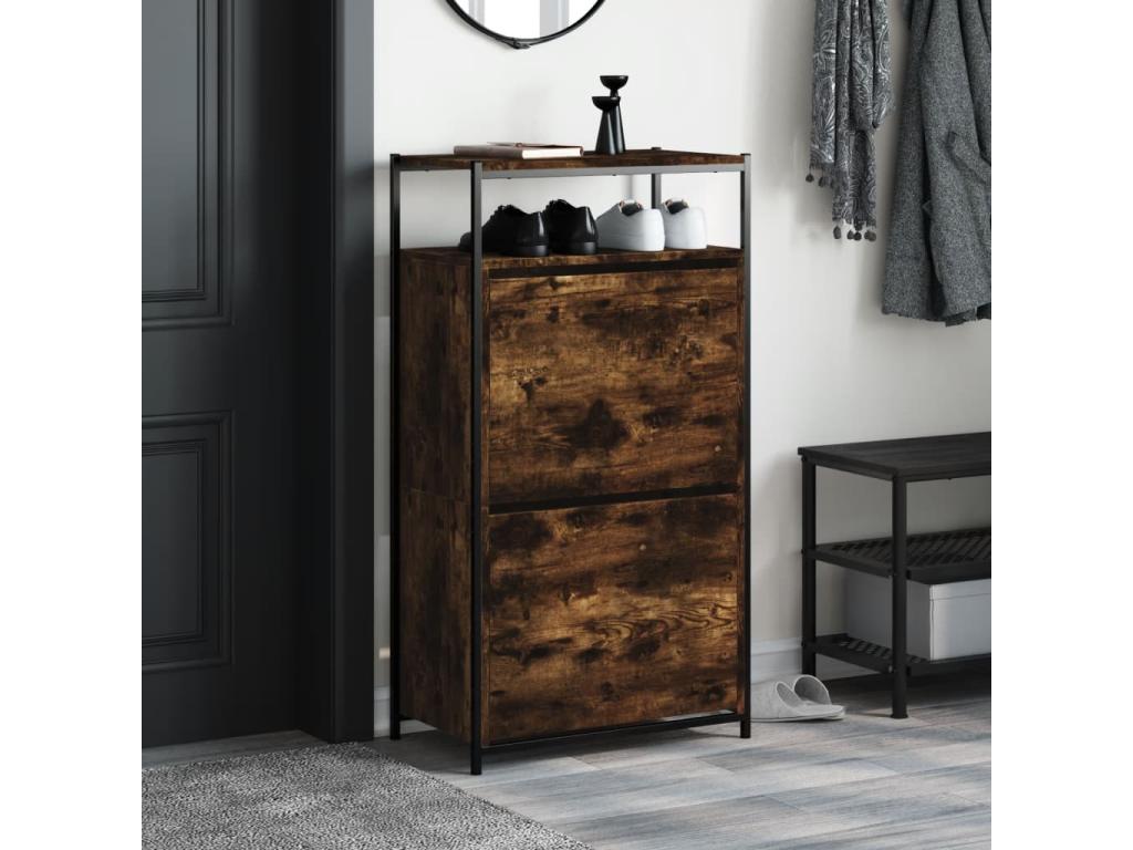 Smoked oak shoe cabinet 60x34x112 engineered wood ZIXG20321