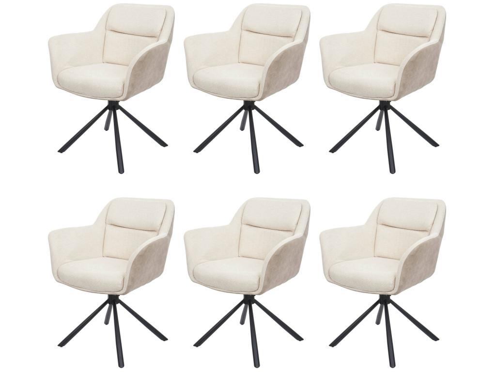 Set of 6 Zensova-K33 dining chairs - kitchen chair - swivel, auto-position - Zensova/ textile - faux leather - cream EEEA30573