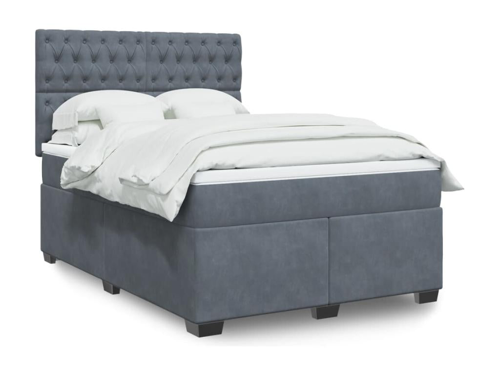Zensova bed and mattress, dark grey, 140x190cm, velvet, GYIH17958