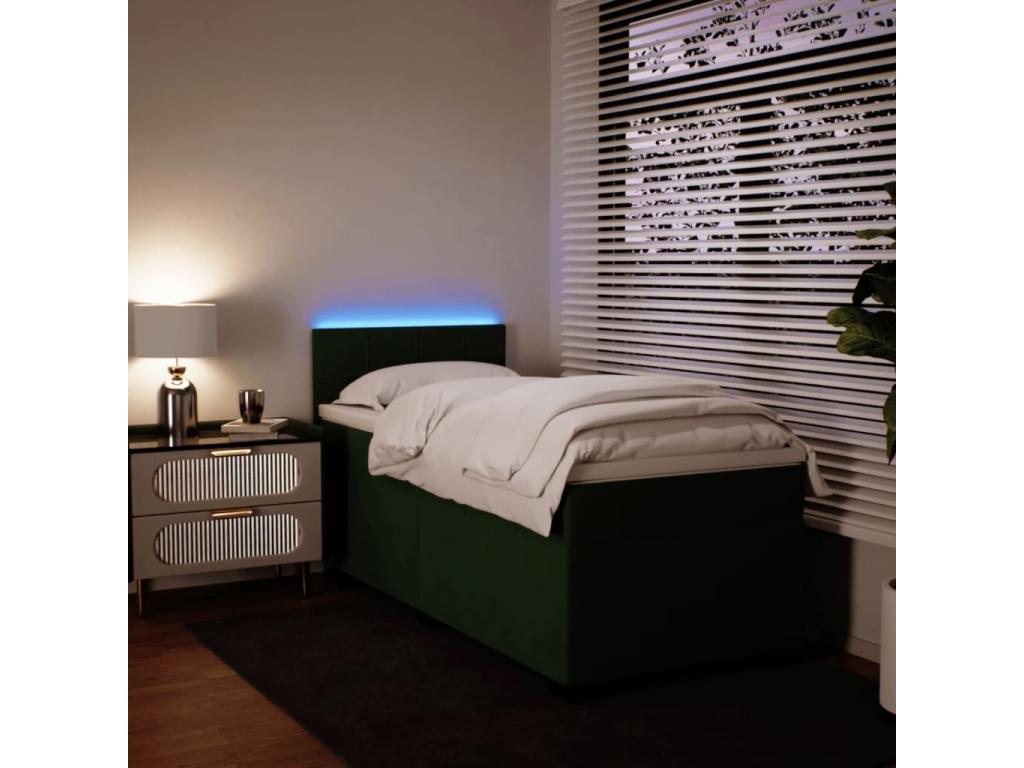 Bed base and mattress, Dark Green 80x200 cm Velvet POKZ51308
