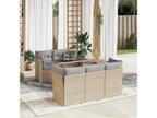Garden furniture set with cushions, 6 pieces, beige woven resin, EPWO97890