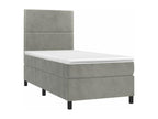 Bed base and mattress, light grey, 100x200 cm, velvet, BIMB49791