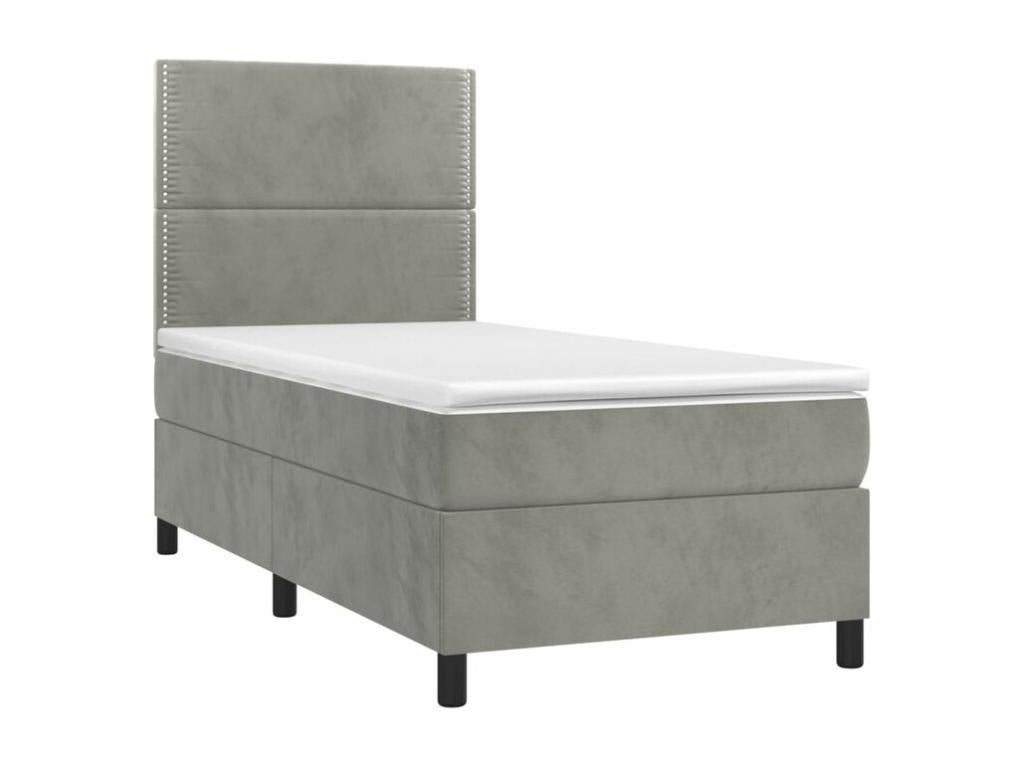 Bed base and mattress, light grey, 100x200 cm, velvet, BIMB49791