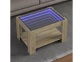 Coffee table with LED lighting, oak finish, 73x53x45 cm, engineered wood, WYNR11027