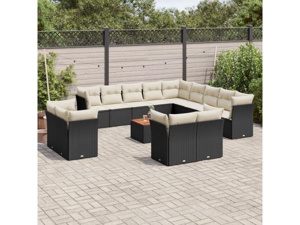 Zensova 14-piece garden furniture set with cushions, woven resin, EPQP43759