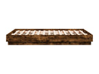 Bed frame with LED lights, smoked oak, 140x190 cm, PLRG04668