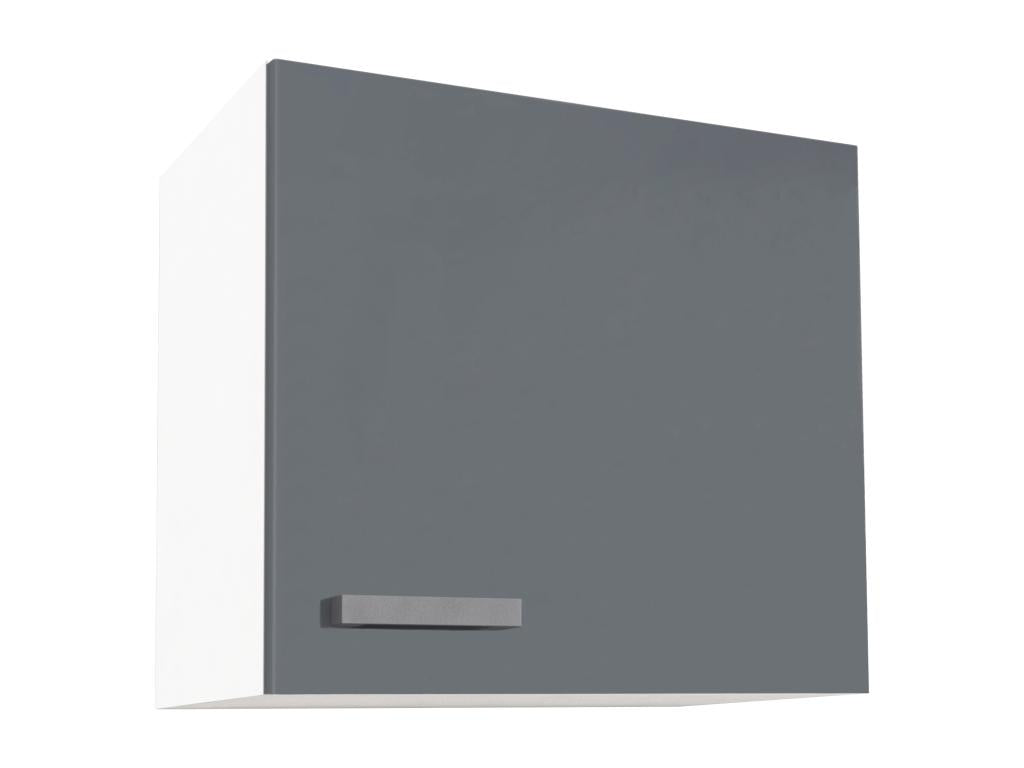 Kitchen cabinets - 1 base cabinet / 1 wall cabinet - 2 doors / 1 drawer - Glossy grey and white - Zensova XAIN50601