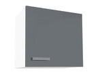 Kitchen cabinets - 1 base cabinet / 1 wall cabinet - 2 doors / 1 drawer - Glossy grey and white - Zensova XAIN50601