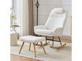 Zensova velvet rocking chair with footrest and headrest - 54x98x96.5 cm - White IVWG62230
