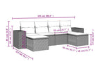 6-piece garden furniture set with grey resin wicker cushions JGYW14163