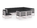9-piece garden furniture set with cushions, white, solid pine wood LNFX69485