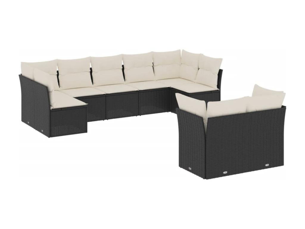 9-piece garden furniture set with cushions, Zensova woven resin KASW60660