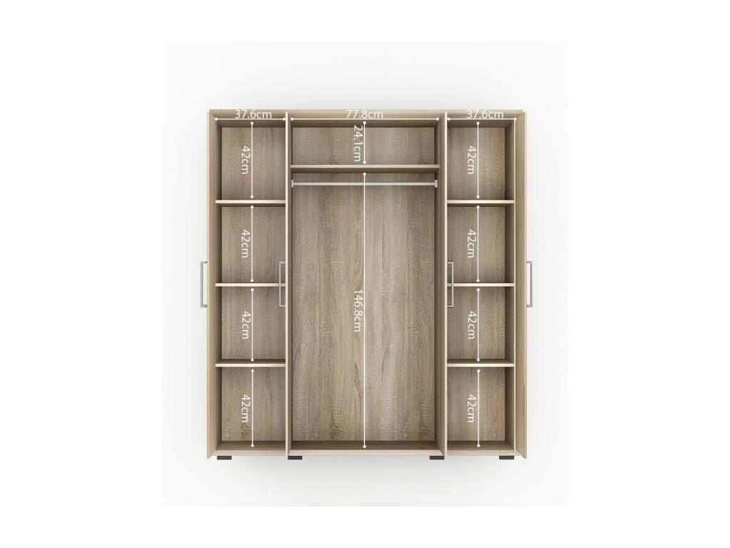 Zensova 4-door wardrobe, 160 cm, with internal hanging space, Zensova oak finish, Zensova VSQZ53261