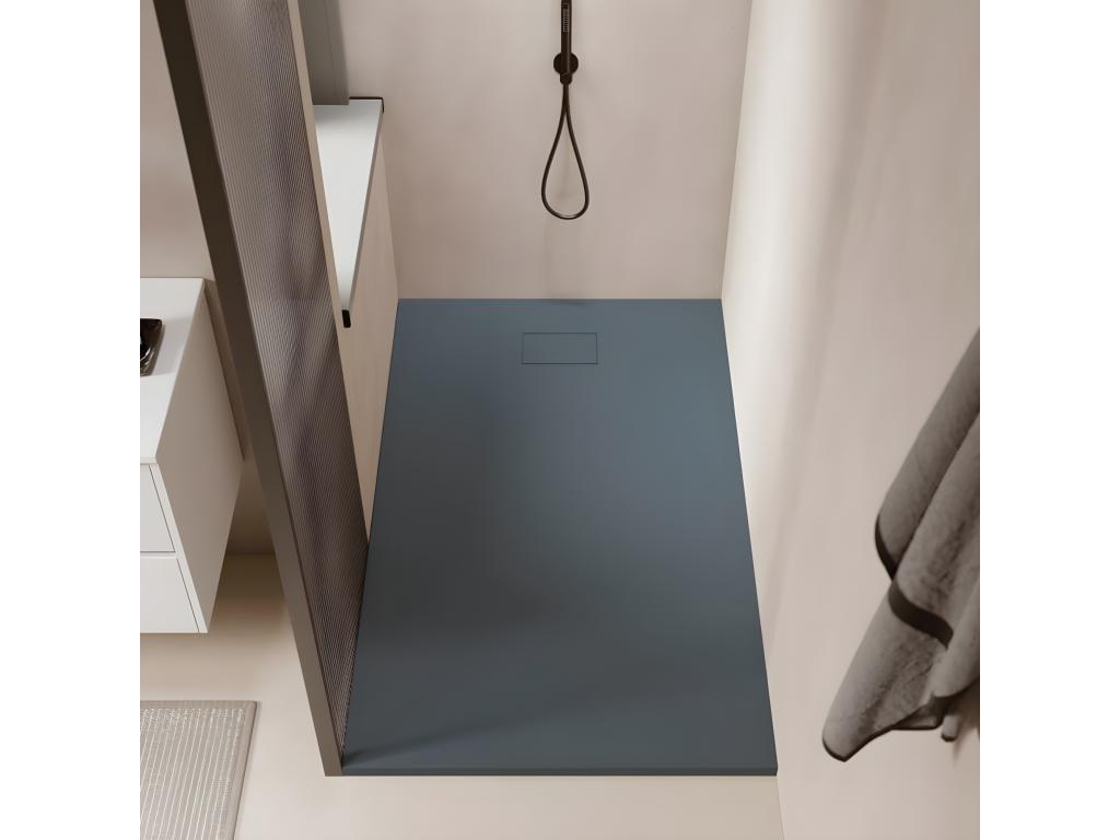 Zensova extra-flat 90x180 cm shower tray in Zensova slate-effect surface, basalt grey BZJY88732