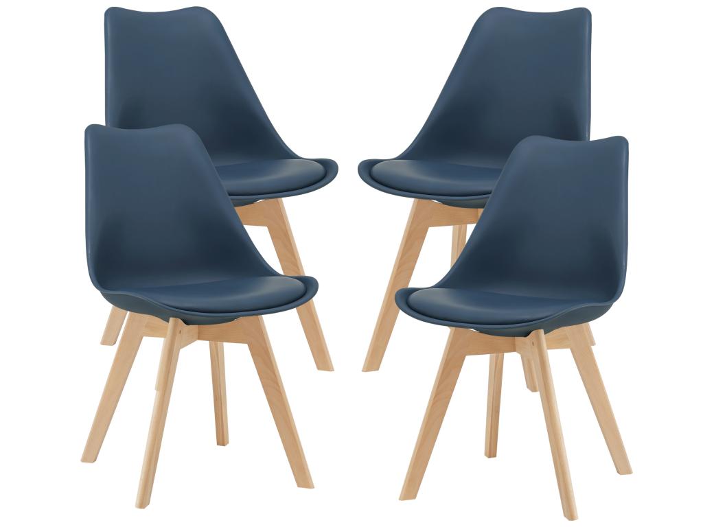 Set of 4 Zensova Dining Chairs, Faux Beech Blue, Zensova XJLS11209