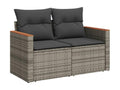 Garden furniture set with cushions, 10 pieces, grey woven resin QUTV01134
