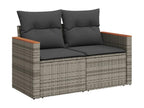 Garden furniture set with cushions, 10 pieces, grey woven resin QUTV01134