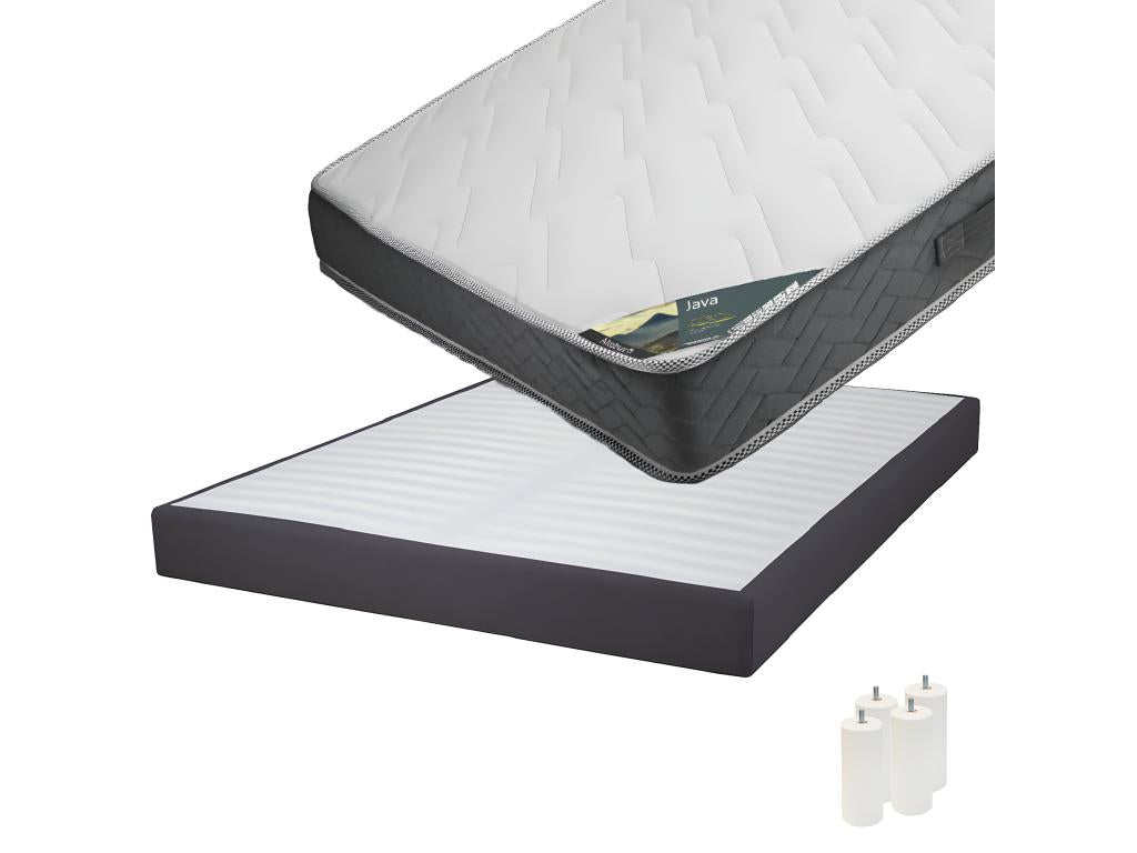 Elariva - Mattress Pack 160x200 with 2x20cm Detachable Upholstered Bed Bases in Anthracite with 15cm White Legs AWUY40509