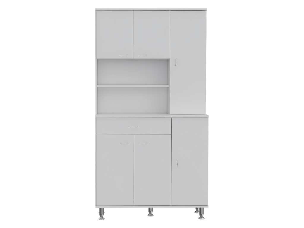 Zensova MT melamine cabinet with drawer on metal runners, 168.91 cm x 89.91 cm x 34.79 cm, White, YSZM60401