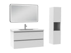 100cm Bathroom Vanity Unit with Mirror Column, 3 Colors, White ZEPM90341