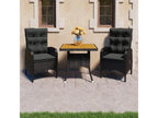 3-Piece Garden Dining Set, Wicker Resin and Black XHOF85247