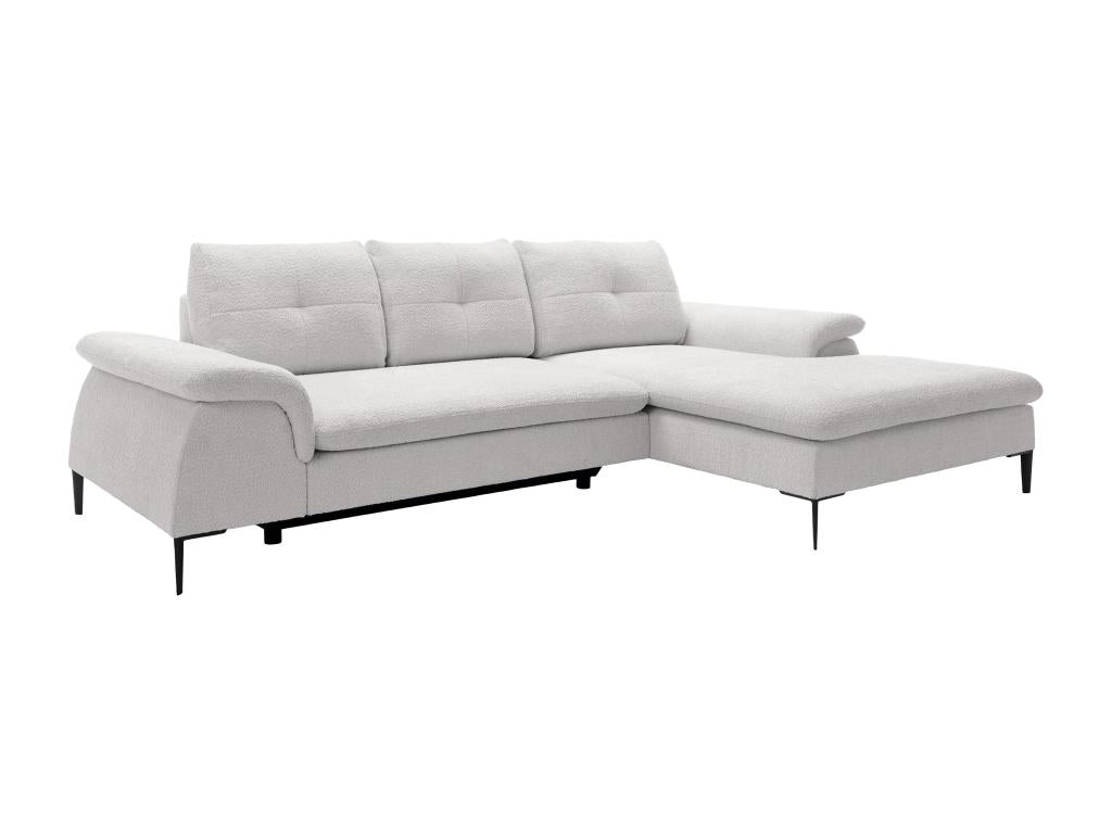 Elariva XDOA87736 Right-Hand Corner Sofa Bed in White Bouclé Fabric