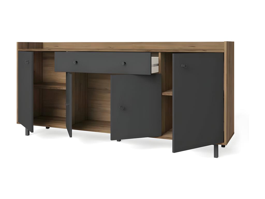 4-Door 1-Drawer Buffet in Walnut/Slate - Zensova ONNQ90020