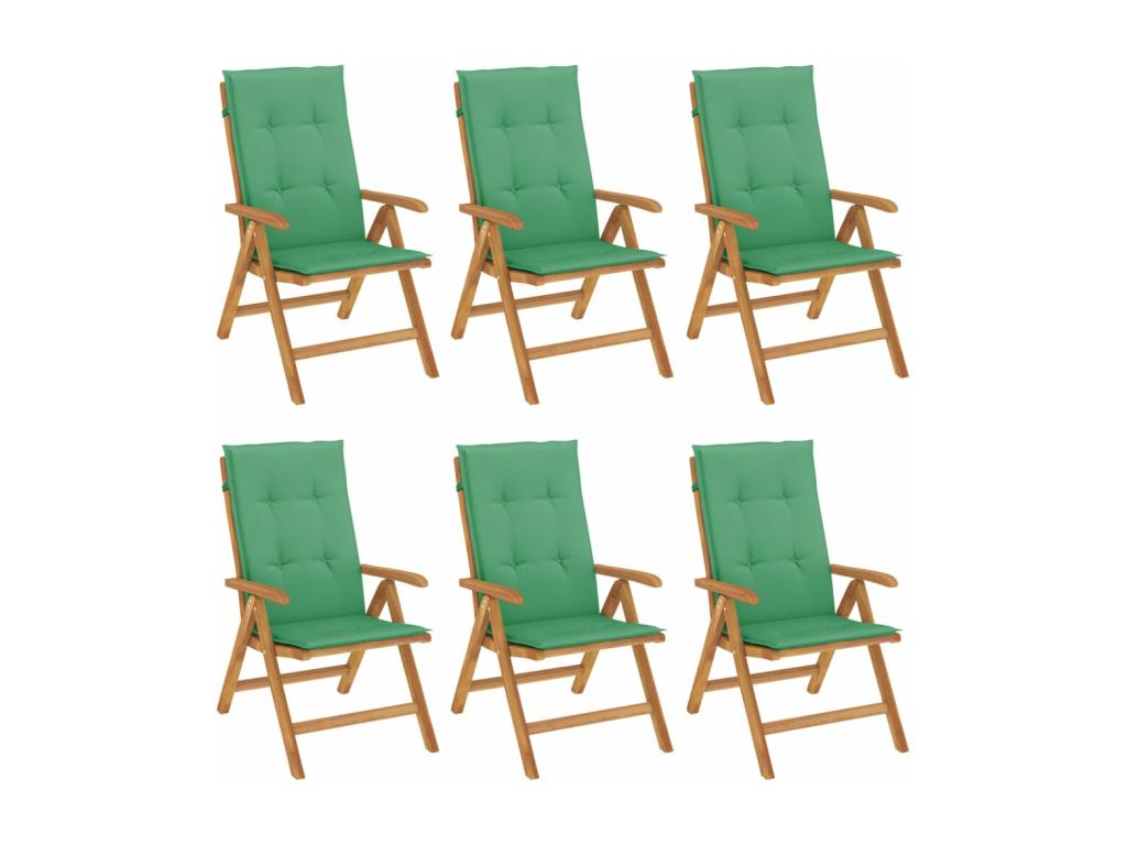 Reclining garden chairs and cushions, set of 6, teak wood OKPL35281