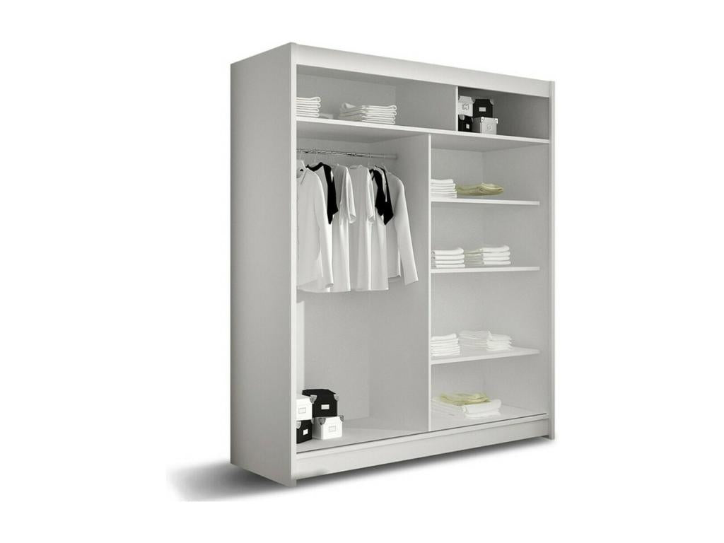 Zensova 157 White Wardrobe 200x150x58cm Sliding Wardrobe Doors VMXR47295