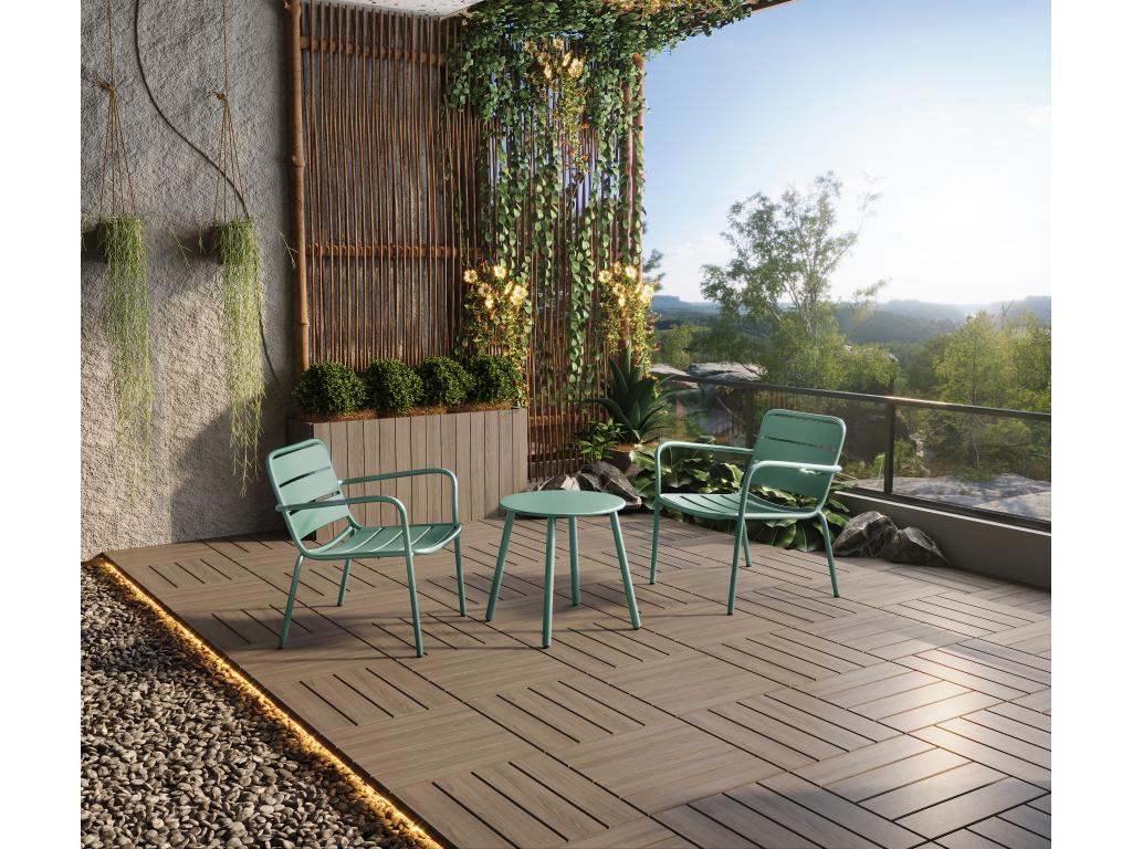 Round metal garden side table - Almond green - Zensova RYWT63399