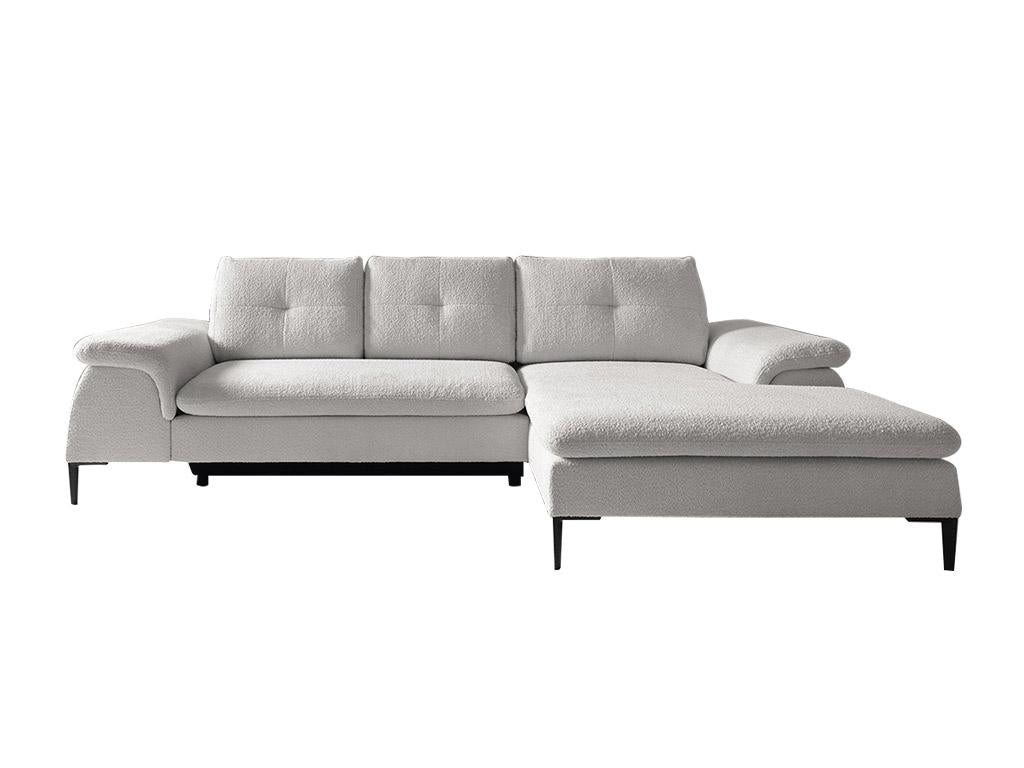 Elariva XDOA87736 Right-Hand Corner Sofa Bed in White Bouclé Fabric