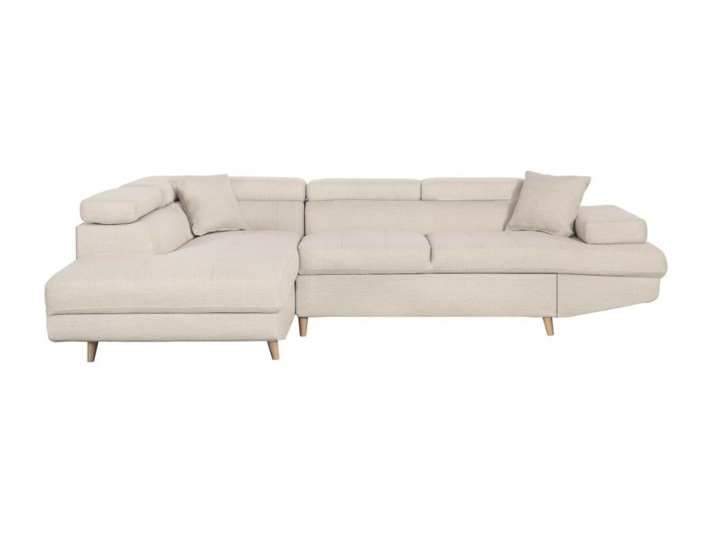 Zensova Scandinavian left-hand corner convertible sofa with storage in Zensova - Beige, wooden legs - W271 x D192 x H70cm - Zensova DBOI69488