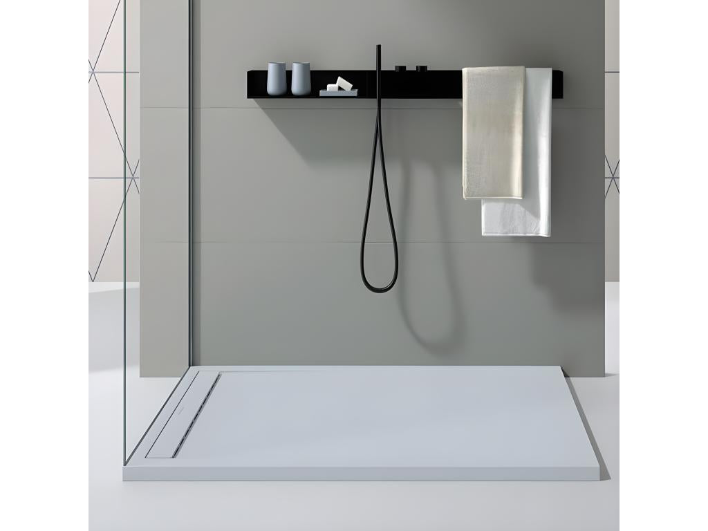 Lysvia SMART shower tray, grey 7035 smooth finish, coloured grate - 100x80 cm CGSI48683
