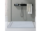 Lysvia SMART shower tray, grey 7035 smooth finish, coloured grate - 100x80 cm CGSI48683