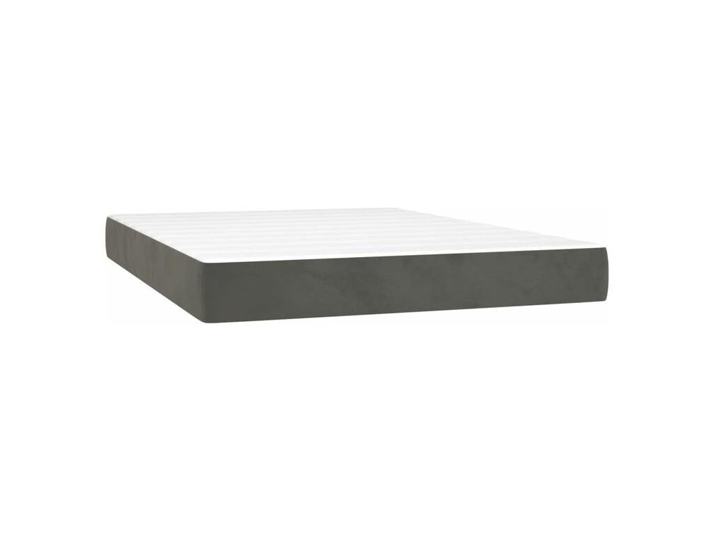 Zensova bed and mattress, dark grey, 140x190 cm, velvet, QIZL79569