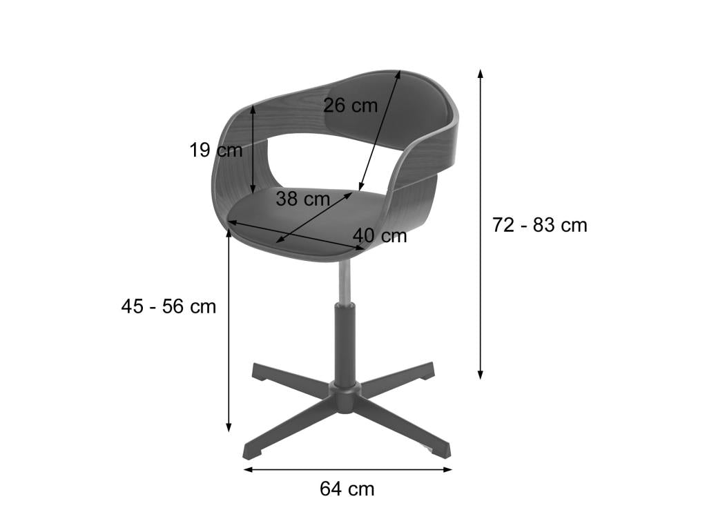 Elariva-H46 dining chair, walnut finish, black faux leather, KSFV79512