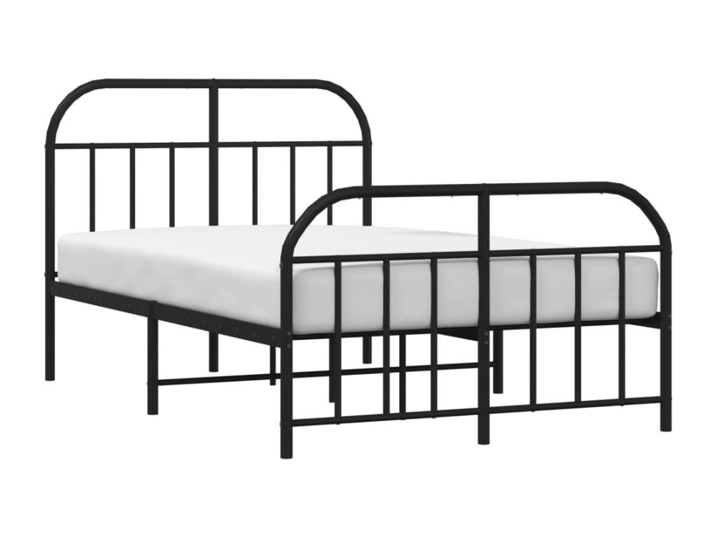 Black metal bed with headboard and footboard, 120x200 cm, BJRL68410