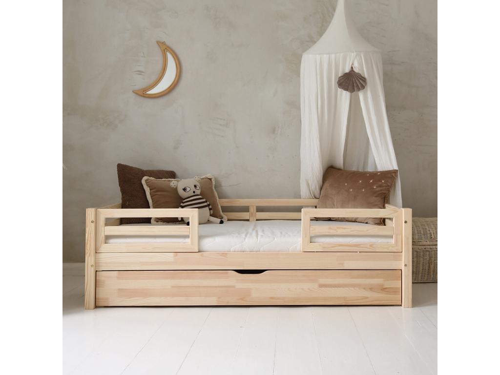 90x190 cm bed with Zensova guardrails and drawer included, Mylène Wood PRLG46894