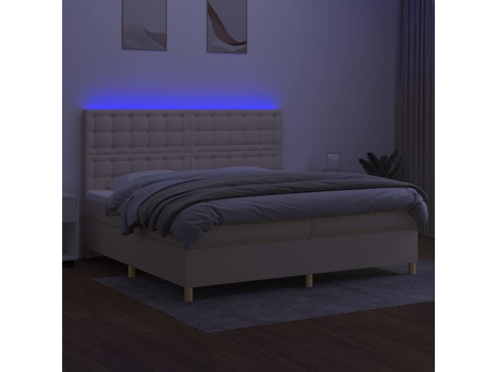 Zensova bed and mattress with LED lighting, cream color, 200x200cm, Zensova XKYY61338