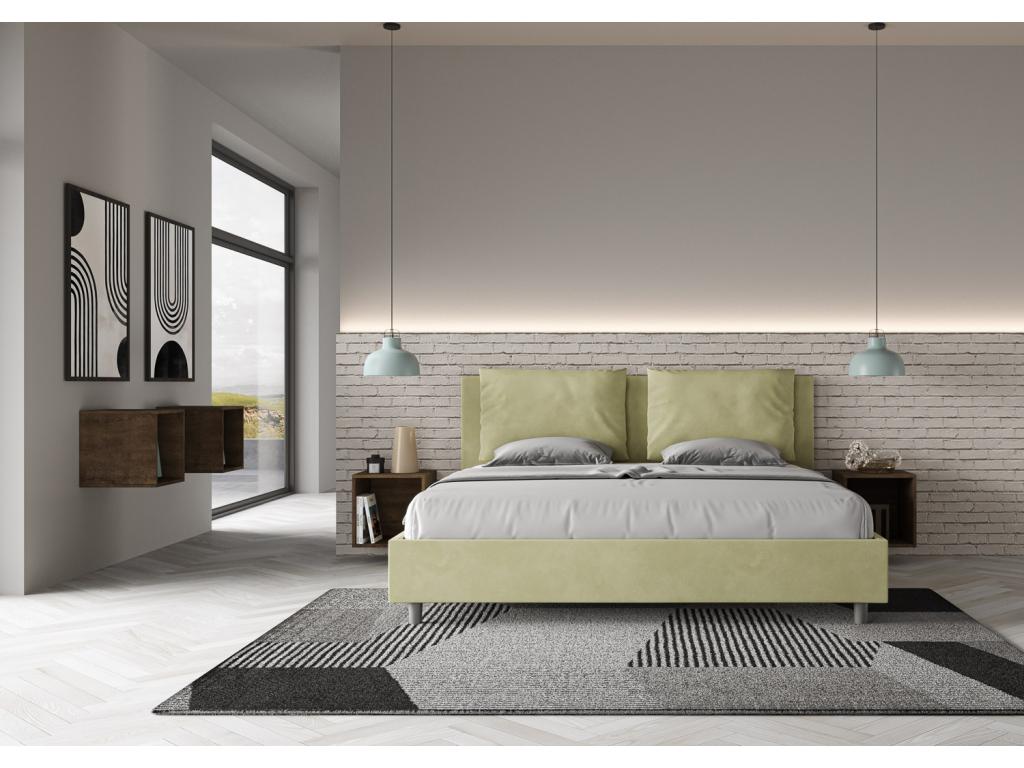 Bed with upholstered slatted base 180x210 cm, green microfiber, Elariva SJUC85222