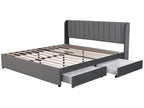 180x200cm bed with 2 drawers - upholstered in velvet - modern style - Grey HAMJ02321